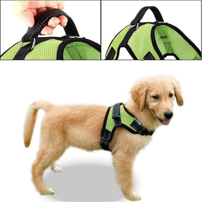 No Pull Reflective Adjustable Dog Harness With Handle- Comfortable Soft All Weather Mesh, Easy On Puppy Harness For Small Medium and Large Dogs (Green) Small