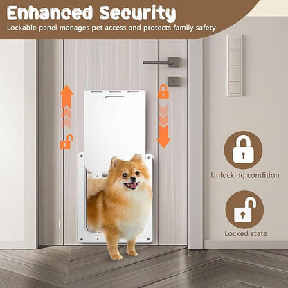 Never Rust Plastic Dog Door with Soft Clear Magnetic Flap and Snap-in Closing Panel, 15x18'' 2-Way Locking Pet Door for Doors and Walls up to 2.17'' Thick, Weatherproof Cat Door, Easy to Install (L)