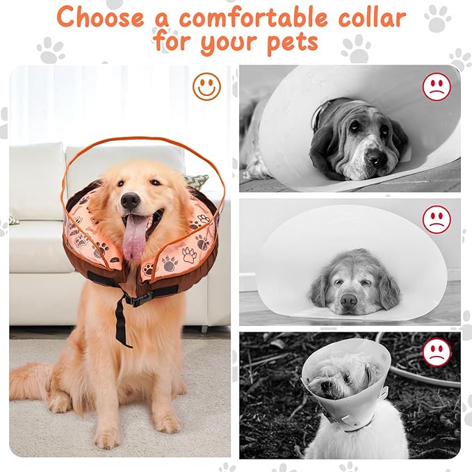 Soft Inflatable Dog Donut Collar - Medium Dog Cone for Post-Surgery Recovery