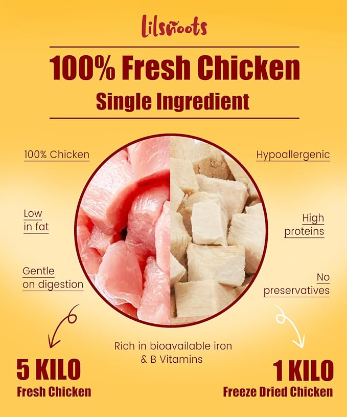 Freeze Dried Chicken Pet Treats for Dogs, Cats, Single Fresh Ingredient Training Treats, Food Topper, Rawhide Free Freeze Dried Chicken High Protein, 7oz