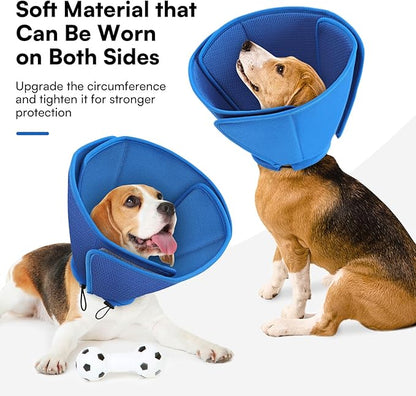 Queenmore Soft Dog Cone Collar,Comfortable Dog Cones for Medium Dogs/Cats to Stop Licking After Surgery,Comfy Cone for Dogs, Neuter Recovery Ecollars of Shame Alternatives,Blue,M