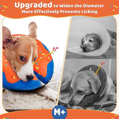 Gimars Inflatable Dog Cone Alternative Dog Donut Collar After Surgery, Soft Dog Neck Pillow Recovery Cone Collar, E Collar and Elizabethan Collar Alternative for Small and Medium Dogs - Orange M+
