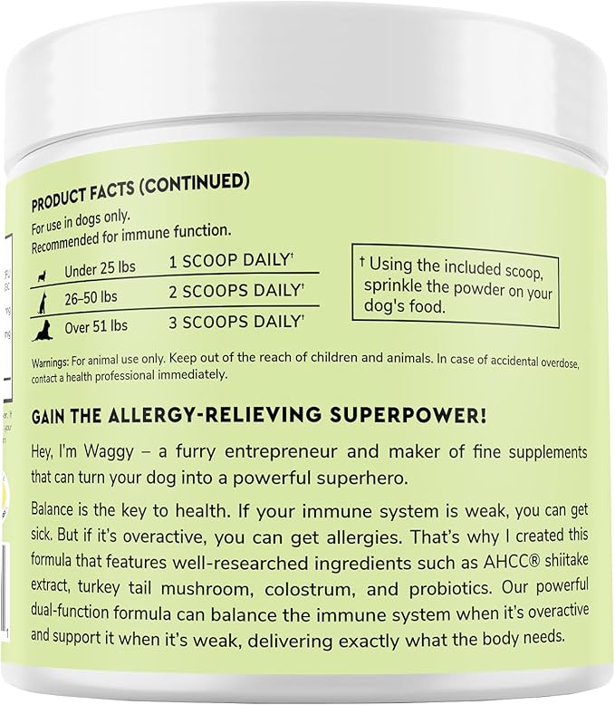 Premium Allergy & Immune Probiotics for Dogs – Allergy Relief, Itchy Skin Relief, Scratching, Digestion, Seasonal Allergies & Immune Support - Allergy Immune + Itch With Quercetin & Mushrooms - 2.12oz