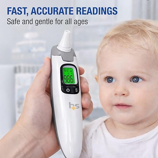 HealthSmart Talking Infrared Ear & Forehead Thermometer, No Probe Covers Needed, Visual Fever Alarm, Audio Readings in English & Spanish, Instant Scan