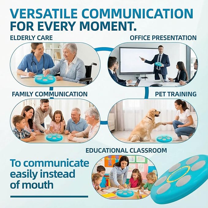 Six-in-One Voice Recording Button, Dogs cat Talk& Speaking Buttons for Communication Pet Animal Training Buzzers, Classroom Fluent Answer 30 Second Record & Playback, Funny Gift for Study Office Home