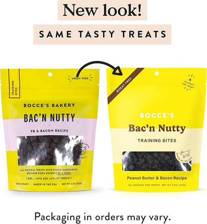 Bocce's Bakery Bac'N Nutty Training Treats for Dogs,Wheat-Free Dog Treats,Made with Real Ingredients,Baked in The USA,All-Natural & Low Calorie Training Bites,PB & Bacon Recipe,6 oz,(Pack of 2)