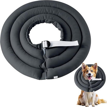 Soft Dog Cone Collar - Adjustable Recovery Cone for Large Dogs After Surgery to Stop Licking, Waterproof Elizabethan Protective Neck Donut Collar Alternative for Pet (Grey, XL)