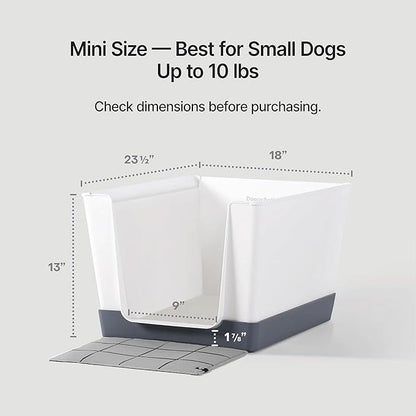 Indoor Dog Potty with High Walls and Low Entry for Small Dogs — Vertical Pad Holder, Splash Guard, and Clean Modern Design by DoggyBathroom (Mini, Pink)