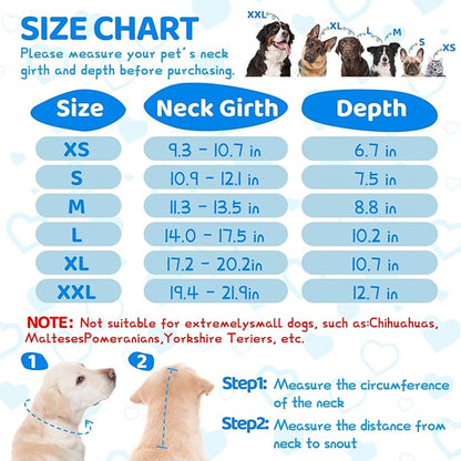 Dog Cone After Surgery - Soft, Comfortable, Adjustable Recovery Collar for Large, Medium, Small Dogs - Stop Licking with Soft Protect Edge (Love, M)