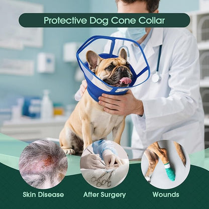 Kuoser Large Dog Cone Collar After Surgery, Soft Cone for Dogs to Stop Licking, Breathable Pet Recovery Collar Comfortable Elizabethan Collars, Adjustable Protective Dog Cones for Large Dogs, Blue XL