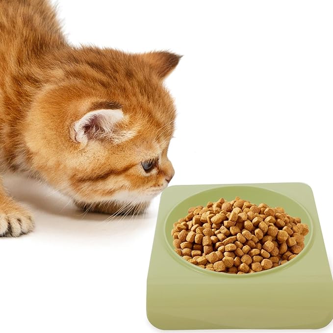 Milisten Pet Plastic Dog Bowl with Anti-Neck Slope Design, Wall-Mounted Single Feeding and Water Dish, Green Puppy Feeding Bowl for Home Use