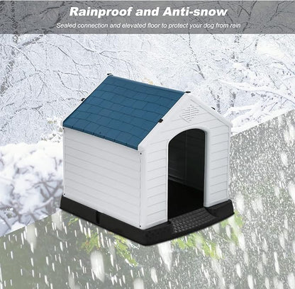 BestPet Dog House Indoor Outdoor Insulated Kennel Durable Plastic Dog House for Small Medium Large Dogs Weather & Water Resistant Pet Crate with Air Vents and Elevated Floor