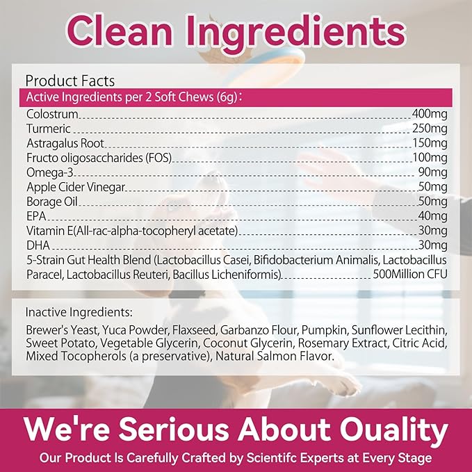 Dog Allergy Itch Relief Chews–Probiotics for Dogs Seasonal Allergies,Itchy Skin & Ears,Immune Support,Omega 3,Fish Oil,Gut & Digestive Health,Dry Skin,Hot Spots,Paw Licking for All Breeds & Ages Dogs