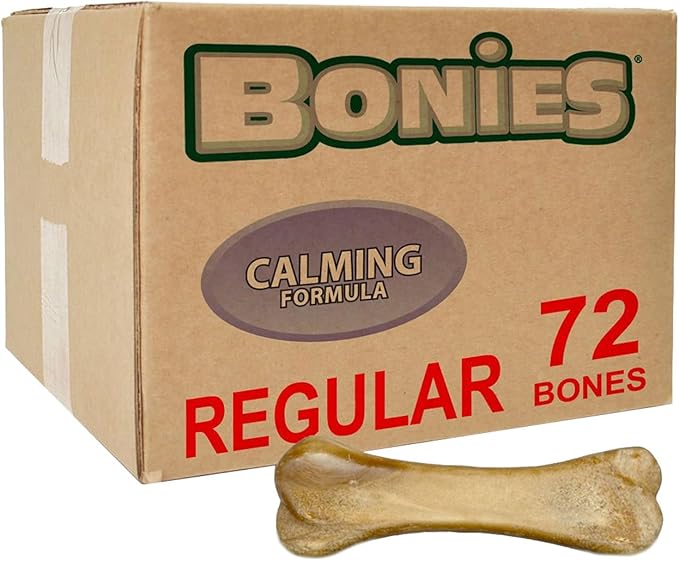 Bonies Natural Calming Formula Large-Sized Single Bone - Contains Chamomile & Lavender, Help Anxiety, Excessive Barking and Trembling, Chicken Flavor, [Large Dogs], 72 Bones
