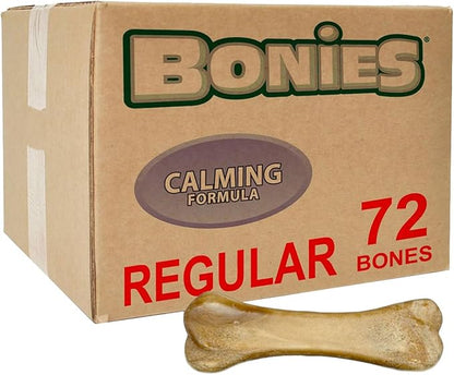 Bonies Natural Calming Formula Large-Sized Single Bone - Contains Chamomile & Lavender, Help Anxiety, Excessive Barking and Trembling, Chicken Flavor, [Large Dogs], 72 Bones