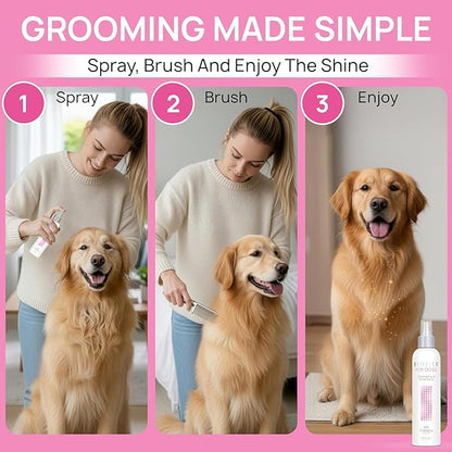 BioSilk for Dogs Detangling Spray with Shine Support, Lightweight Leave in Grooming Mist That Helps Smooth Coats, Detangle, and Add Shine Without Buildup, 8 Fl Oz - 6 Pack