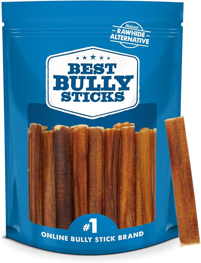 Best Bully Sticks 4 Inch Bully Sticks - 8 oz (Pack of 1) - Natural Grass-Fed, Grain and Rawhide Free, Ideal for Small or Young Canines