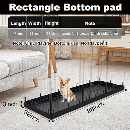 PJYuCien Rectangle Dog Playpen Pad - 32"x96" Size, Fits 8 Panels, 600D Oxford Cloth, Waterproof (Bottom Pad Only)
