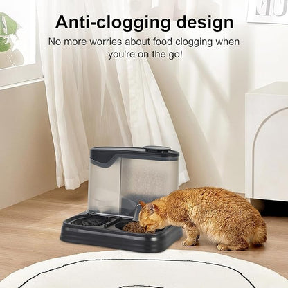 Gravity Pet Feeder and Water Dispenser Set, Automatic Dog Feeder and Dog Water Dispenser for Dogs Cats Pets Animals Large Capacity (Black)