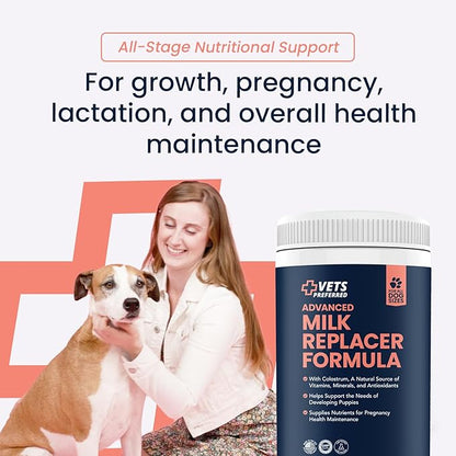 Vets Preferred Puppy Milk Replacement Formula - Dog Milk Replacer Powder Supplement for Pregnant, Lactating, Aging Dogs - Enriched with Colostrum - Nutritious Nursing Formula for Puppies - 12 Oz