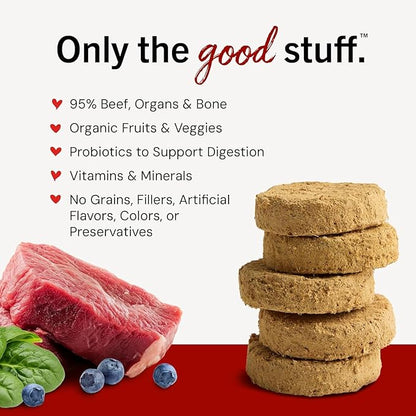 Stella & Chewy's Freeze-Dried Raw Dinner Patties - Beef Recipe - High Protein Grain-Free Puppy & Dog Food - Perfect for Picky Eaters - 25 oz,(Pack of 2)