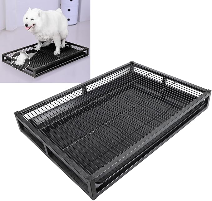 Dog Potty Tray, Pet Indoor Dog Training Toilet, Pet Litter Box Dogs Training Toilet, Puppy Pee Pad Holder Mesh Pad Tray, Potty Trainer Holder for Small Dogs (L, 24.4x16.9x3.1in)