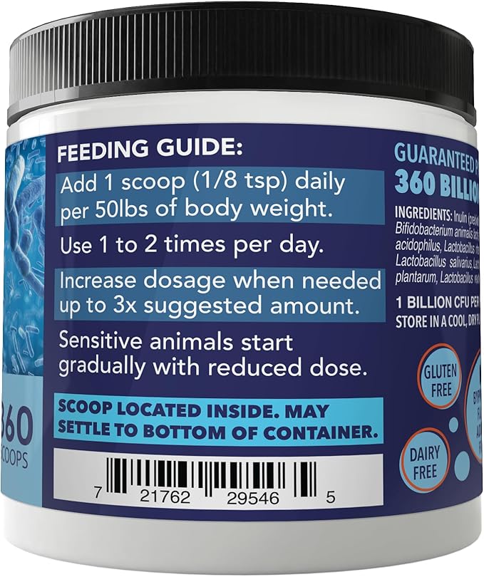 NUSENTIA Probiotics for Dogs -(360 Scoops)-Probiotic Miracle -Advanced, Species Specific Probiotics and Prebiotics to Stop Diarrhea, Loose Stool, and Yeast-Plus Immune Support