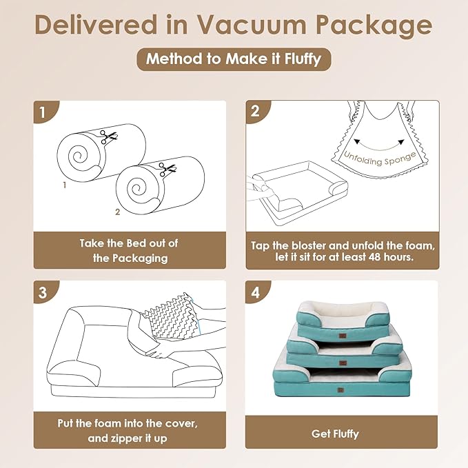 EHEYCIGA Orthopedic Dog Bed for Small Dogs, Waterproof Memory Foam Small Dog Beds with Sides, Non-Slip Bottom and Egg-Crate Foam Medium Pet Couch Bed with Washable Removable Cover, Turquoise Blue