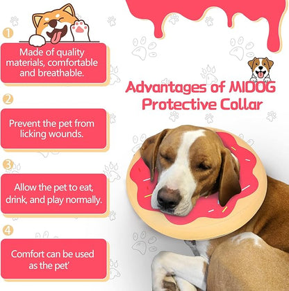 MIDOG Inflatable Dog Cone Alternative for After Surgery - Soft Protective Donut Collar Prevents Licking & Allows Eating, Comfortable Recovery E-Collar Alternative for Small Medium Large Dogs (Red,L)