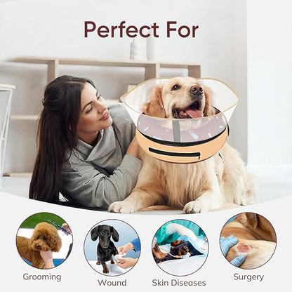 Supet Raised Inflatable Dog Cone After Surgery - Adjustable Recovery Donut Collar with Removable Shield to Stop Licking Wounds & Protect Stitches - Soft Dog Cone Alternative for Small Dogs (Brown,S)