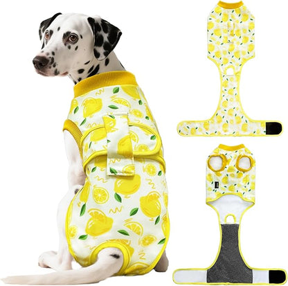 Dog Surgery Recovery Suit, Abdominal Surgical Suit for Male Female Dog Post Spay Neuter, Breathable Pet Onesie E-Collar & Cone Alternative, Surgery Shirt to Prevent Licking, Yellow, XX-Large