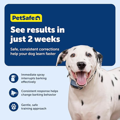 PetSafe Spray Bark Dog Collar, Automatic No Bark Device for Dogs 8 lb. and Up - Rechargeable and Water-Resistant – Includes Citronella and Unscented Spray Refills & USB Charging Cable, Navy
