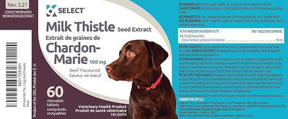 Milk Thistle Dog Liver Supplement 100mg | Liver Support & Detox for Dogs | 60 Beef Flavored Tablets | Canine Liver Health Formula | Natural Milk Thistle for Dogs Liver Support