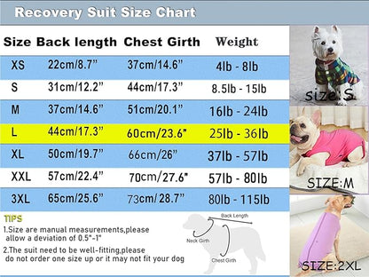 Dog Surgery Recovery Suit - After Spay, Abdominal Wounds Post Surgical Recovery, Anti Licking Breathable Dog Onesies for Small, Medium & Large Pet, Alternative Bandages Cone E-Collar