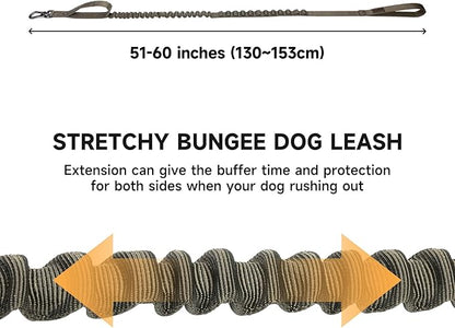 Excellent Elite Spanker Tactical Bungee Dog Leash Military Adjustable Dog Leash Quick Release Elastic Leads Rope with 2 Control Handle(Ranger Green)