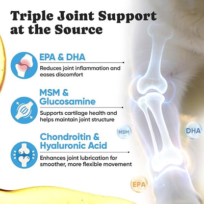 Omega 3 for Dogs – Salmon Oil for Dogs Skin & Coat Health, Fish Oil Supplement for Dog Shedding, Itch & Hot Spot Relief, Allergy Chews with EPA & DHA Fatty Acids for Skin & Joint Support - 180 Ct