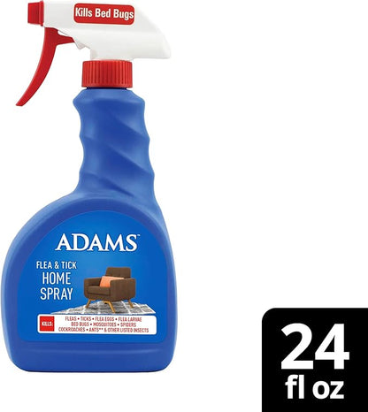 ADAMS Flea & Tick Home Spray for Indoor House Treatment, Kills Bed Bugs, Fleas, & Ticks, for Carpet, Furniture & Pet Bedding, Controls Fleas, Ticks, Bed Bugs, Cockroaches, Spiders & Mosquitoes, 24 oz