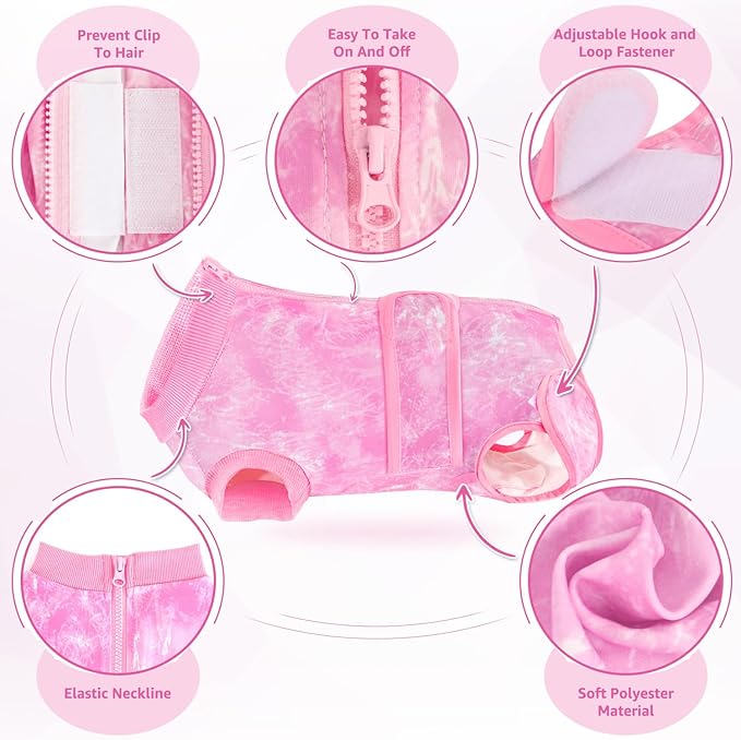 Lukovee Recovery Suit for Dogs, Zipper On Recovery Suit for Female Male Dog, Onesie Abdominal Wounds Cone E-Collar Alternative Prevent Licking Spay Recovery Suit (L, 2TPI)