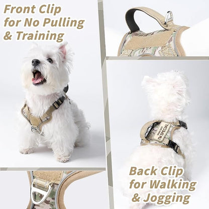 Tactical Dog Harness for Small Dog - Reflective Puppy Pet Vest No Pull Military Service Dog Vest with Vertical Handle XS Dog Harness for Outdoor Training