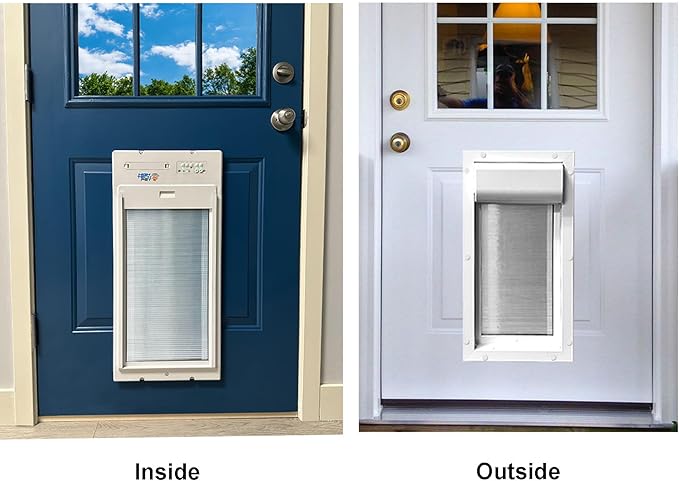 Power Pet Automatic ROLL UP Door by High Tech Pet Brand - Motorized Panel Rolls Up - Pet Operated - Remote App Control - 24/7 Exit & Entry Timers (Medium, Door Mount)