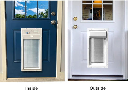 Power Pet Automatic ROLL UP Door by High Tech Pet Brand - Motorized Panel Rolls Up - Pet Operated - Remote App Control - 24/7 Exit & Entry Timers (Medium, Door Mount)