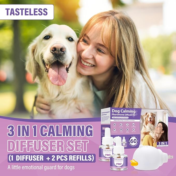 3 in 1 Advanced Kit Appeasing Pheromone Diffuser to Calm Pet for Anxiety Relieve Relief Reduce Aggression Fighting Stress Dog Pheromones Calming Diffuser