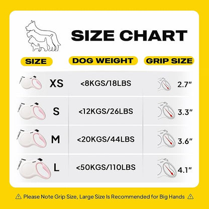 Fida Retractable Dog Leash X-Small Breed, 10 ft Durable Pet Walking Leash for Extra Small Dogs/Cats/Small Animals up to 18 lbs, 360° Tangle Free, White