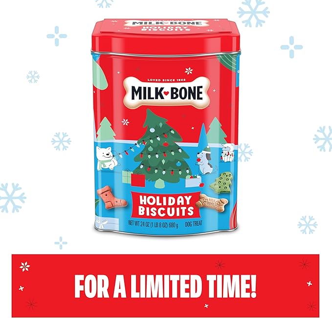Milk-Bone Limited Edition Holiday Dog Treats, Small Biscuits, 24 Ounce Reusable Tin