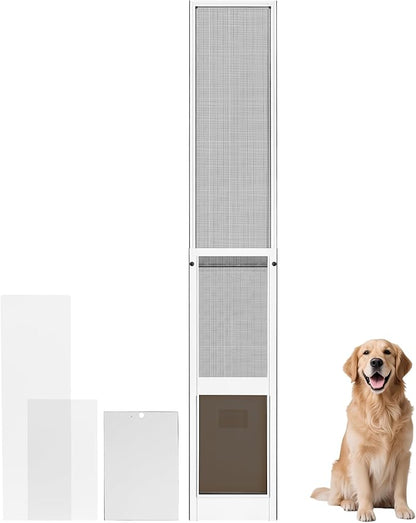 Dog Door for Sliding Glass Door Insert, Height Adjustable from 44" to 84"