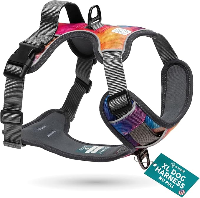 Embark Adventure XL Dog Harness for Extra Large Dogs – No Pull, Reflective Trim, Military Grade Nylon, 2 Leash Clips, Gel-Lined Handle, Soft Padded