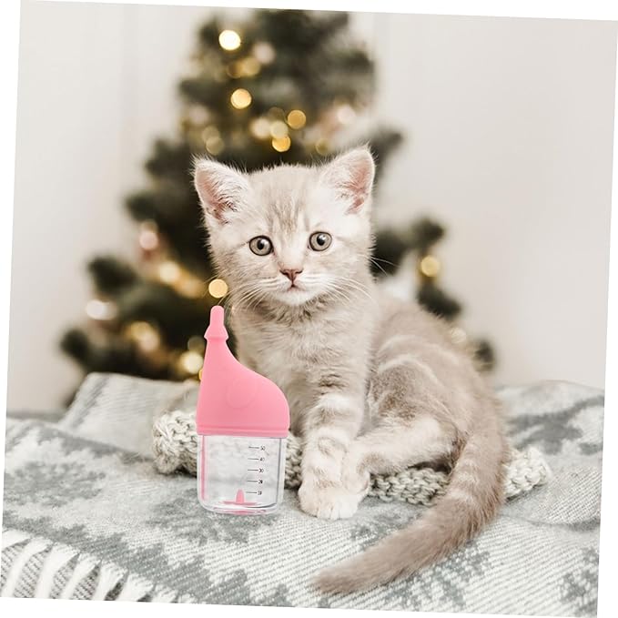 Abaodam 50ml Kitten Feeding Bottle Soft Nozzle PET Nursing Bottle for Newborn Kittens and Puppies for Small Animal Milk and Water Feeding Easy to Use