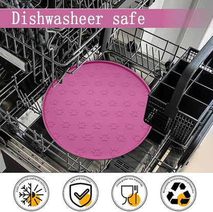 Silicone pet Food mat, Dog Food and Water mat, Raised Edge Rubber mat for Dog Bowls, Prevents Food and Water from staining Floors, Suitable for Small and Medium Pets，10.6'' (Pink - Odorless)