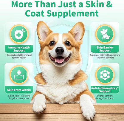 Allergy & Immune Supplement for Dogs - Omega 3-6-9 Liquid Drops for Seasonal Allergy Support, Skin Itch Relief, Less Shedding, Coat Health - with Biotin, Turmeric - Beef Flavor - 2 FL.OZ