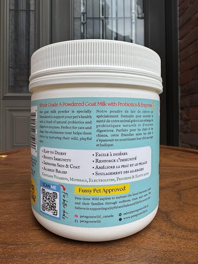 Pets Gone Wild | Raw Goat Milk Powder | Non-GMO & Picky Eater Friendly | Nutritional Food Topper for Cats & Dogs | 250 g